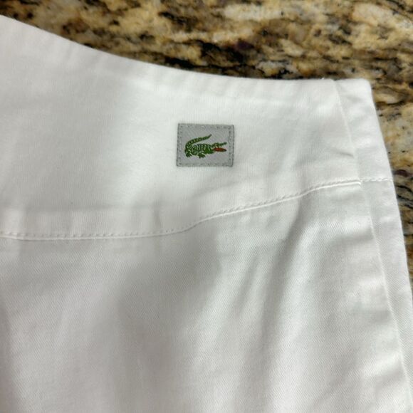 Lacoste White Cotton Blend Slim Fit Mid Rise Cropped Pants Size 4 - Picture 4 of 10